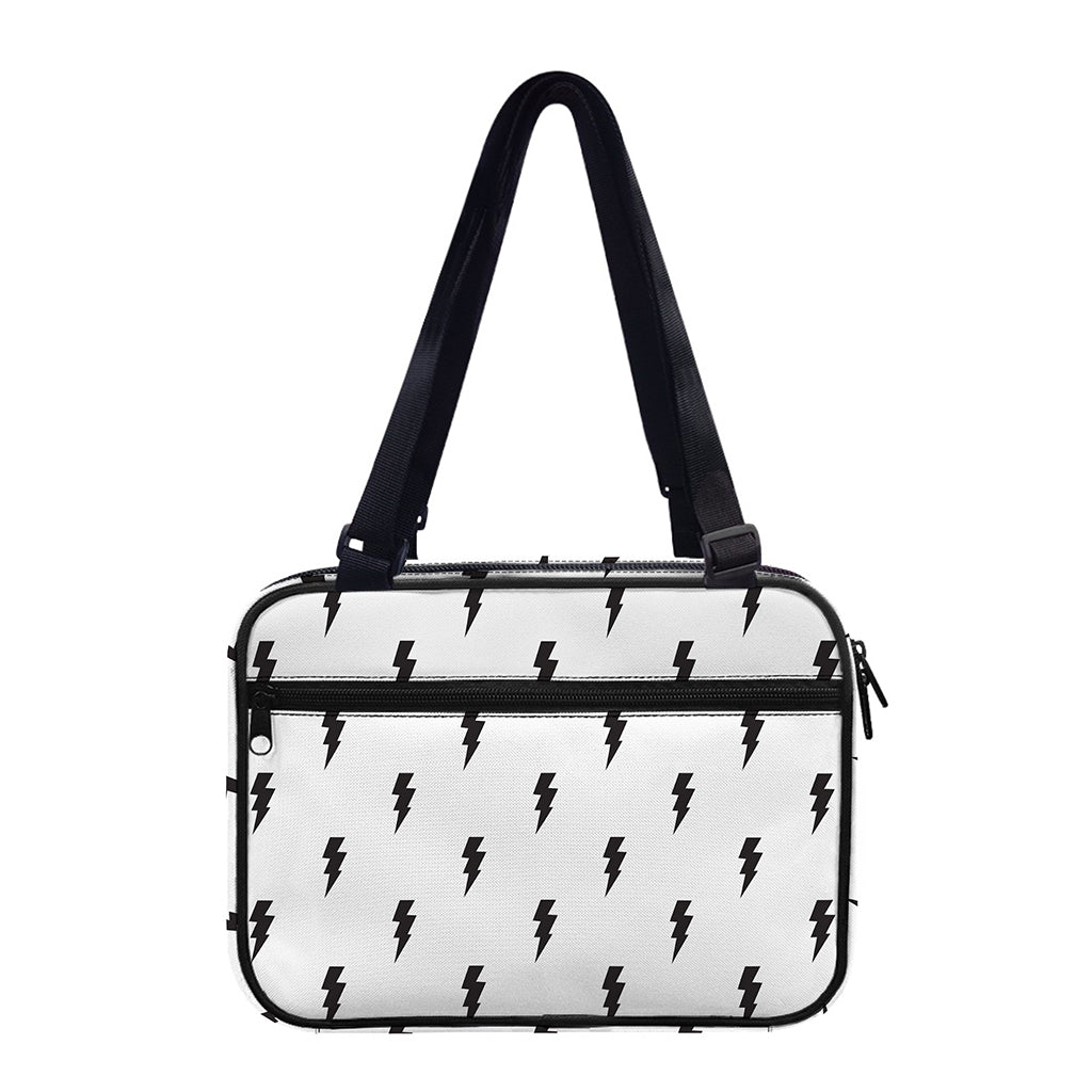 White And Black Lightning Pattern Print Double Strap Bible Bag