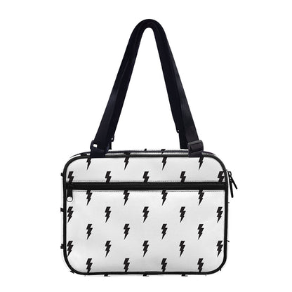 White And Black Lightning Pattern Print Double Strap Bible Bag