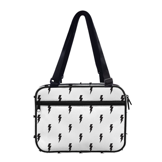 White And Black Lightning Pattern Print Double Strap Bible Bag
