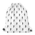 White And Black Lightning Pattern Print Drawstring Bag