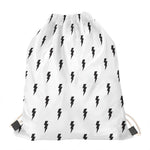 White And Black Lightning Pattern Print Drawstring Bag
