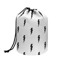 White And Black Lightning Pattern Print Drawstring Makeup Bag