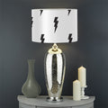 White And Black Lightning Pattern Print Drum Lamp Shade