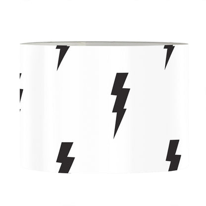 White And Black Lightning Pattern Print Drum Lamp Shade