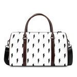 White And Black Lightning Pattern Print Duffle Bag