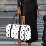 White And Black Lightning Pattern Print Duffle Bag
