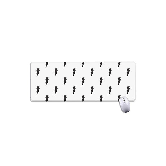 White And Black Lightning Pattern Print Extended Mouse Pad