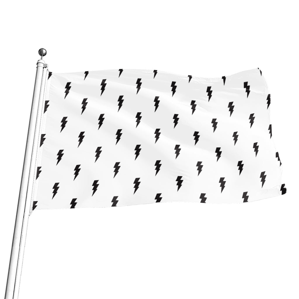 White And Black Lightning Pattern Print Flag