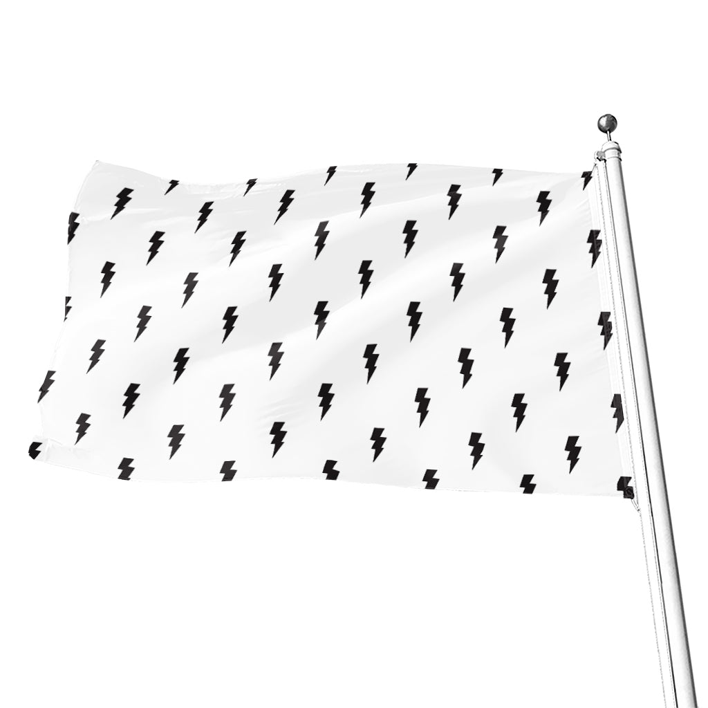 White And Black Lightning Pattern Print Flag