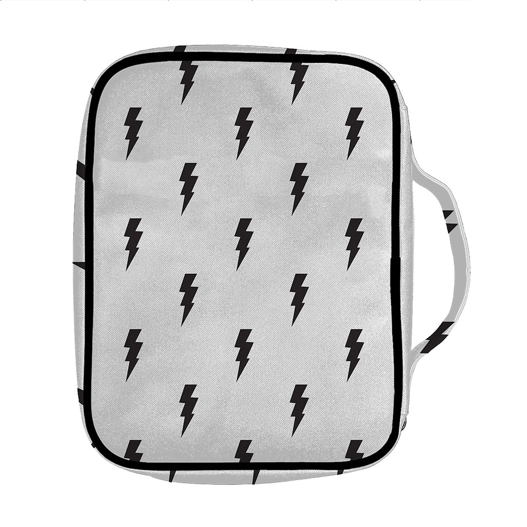White And Black Lightning Pattern Print Front Pocket Bible Bag