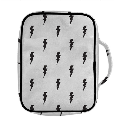 White And Black Lightning Pattern Print Front Pocket Bible Bag