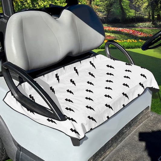 White And Black Lightning Pattern Print Golf Cart Seat Cover