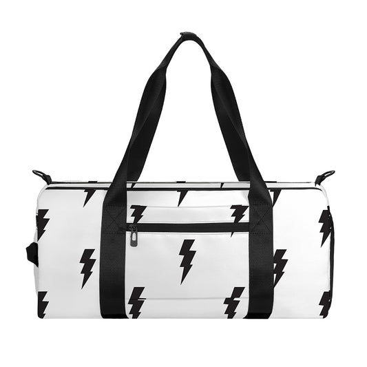 White And Black Lightning Pattern Print Gym Bag