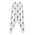 White And Black Lightning Pattern Print Hammer Pants