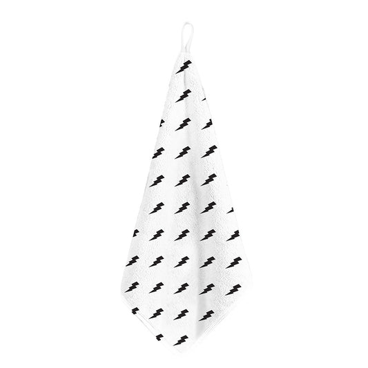 White And Black Lightning Pattern Print Hand Towel