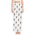 White And Black Lightning Pattern Print High Slit Maxi Skirt