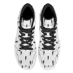 White And Black Lightning Pattern Print High Top Leather Sneakers