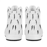 White And Black Lightning Pattern Print High Top Leather Sneakers
