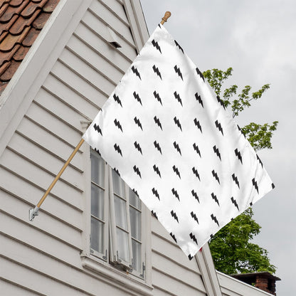 White And Black Lightning Pattern Print House Flag