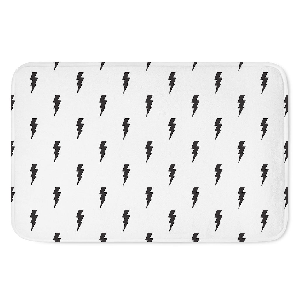 White And Black Lightning Pattern Print Indoor Door Mat