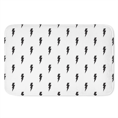 White And Black Lightning Pattern Print Indoor Door Mat