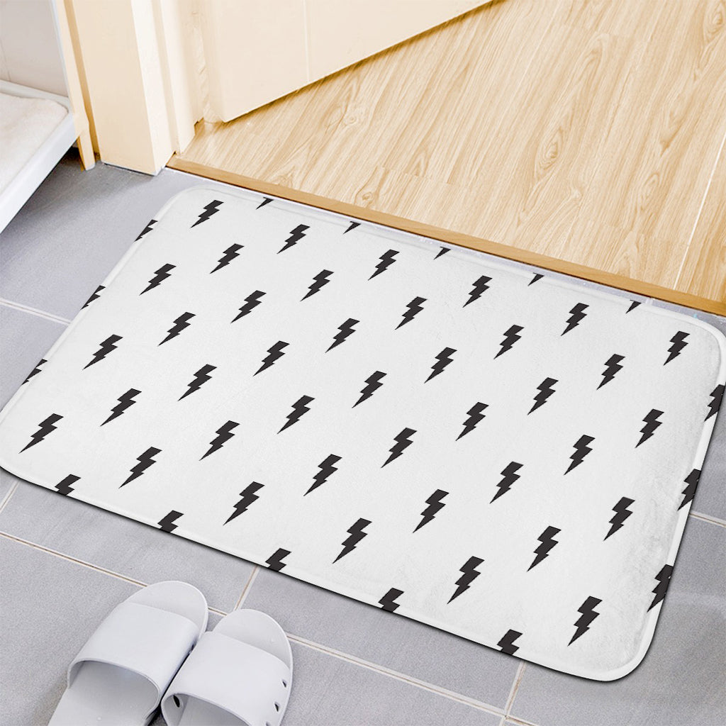 White And Black Lightning Pattern Print Indoor Door Mat