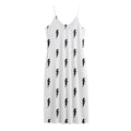 White And Black Lightning Pattern Print Jersey Midi Cami Dress