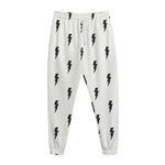 White And Black Lightning Pattern Print Jogger Pants