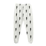 White And Black Lightning Pattern Print Jogger Pants