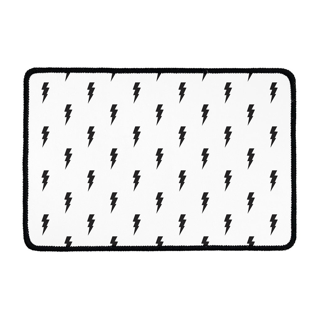 White And Black Lightning Pattern Print Kitchen Mat