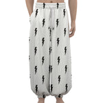 White And Black Lightning Pattern Print Lantern Pants