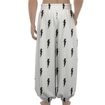 White And Black Lightning Pattern Print Lantern Pants