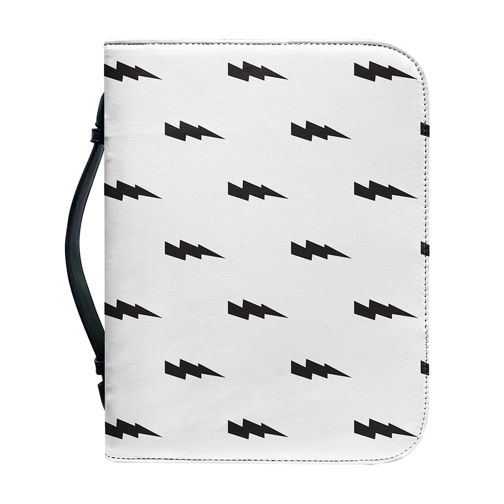 White And Black Lightning Pattern Print Leather Bible Cover