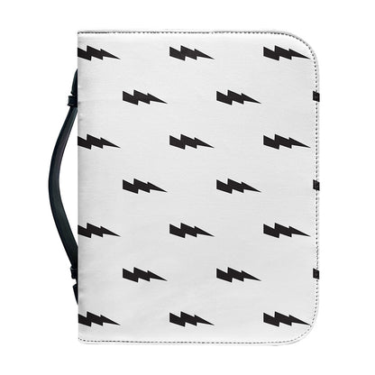 White And Black Lightning Pattern Print Leather Bible Cover
