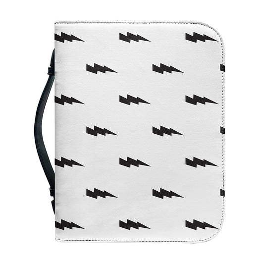 White And Black Lightning Pattern Print Leather Bible Cover