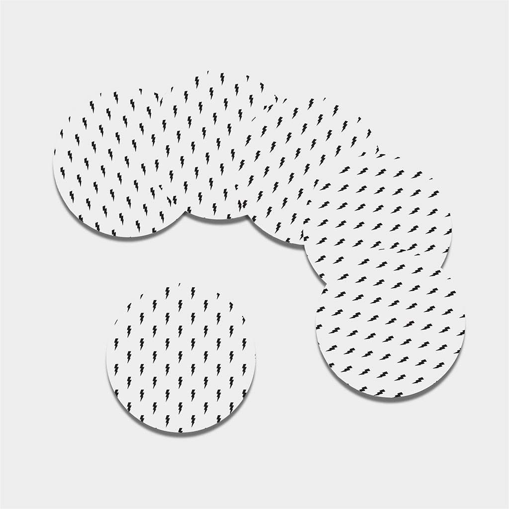 White And Black Lightning Pattern Print Leather Coaster Set