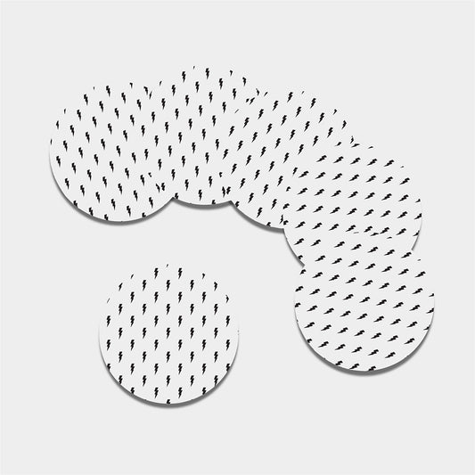 White And Black Lightning Pattern Print Leather Coaster Set