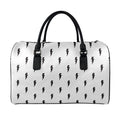 White And Black Lightning Pattern Print Leather Duffel Bag