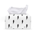 White And Black Lightning Pattern Print Leather Tissue Box Cover