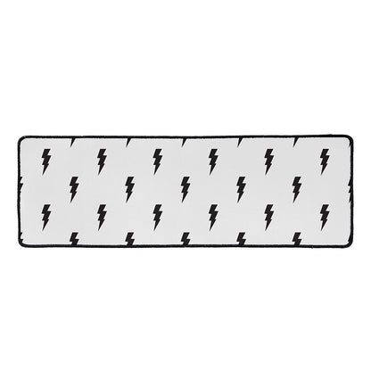 White And Black Lightning Pattern Print Long Kitchen Mat