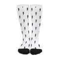 White And Black Lightning Pattern Print Long Socks