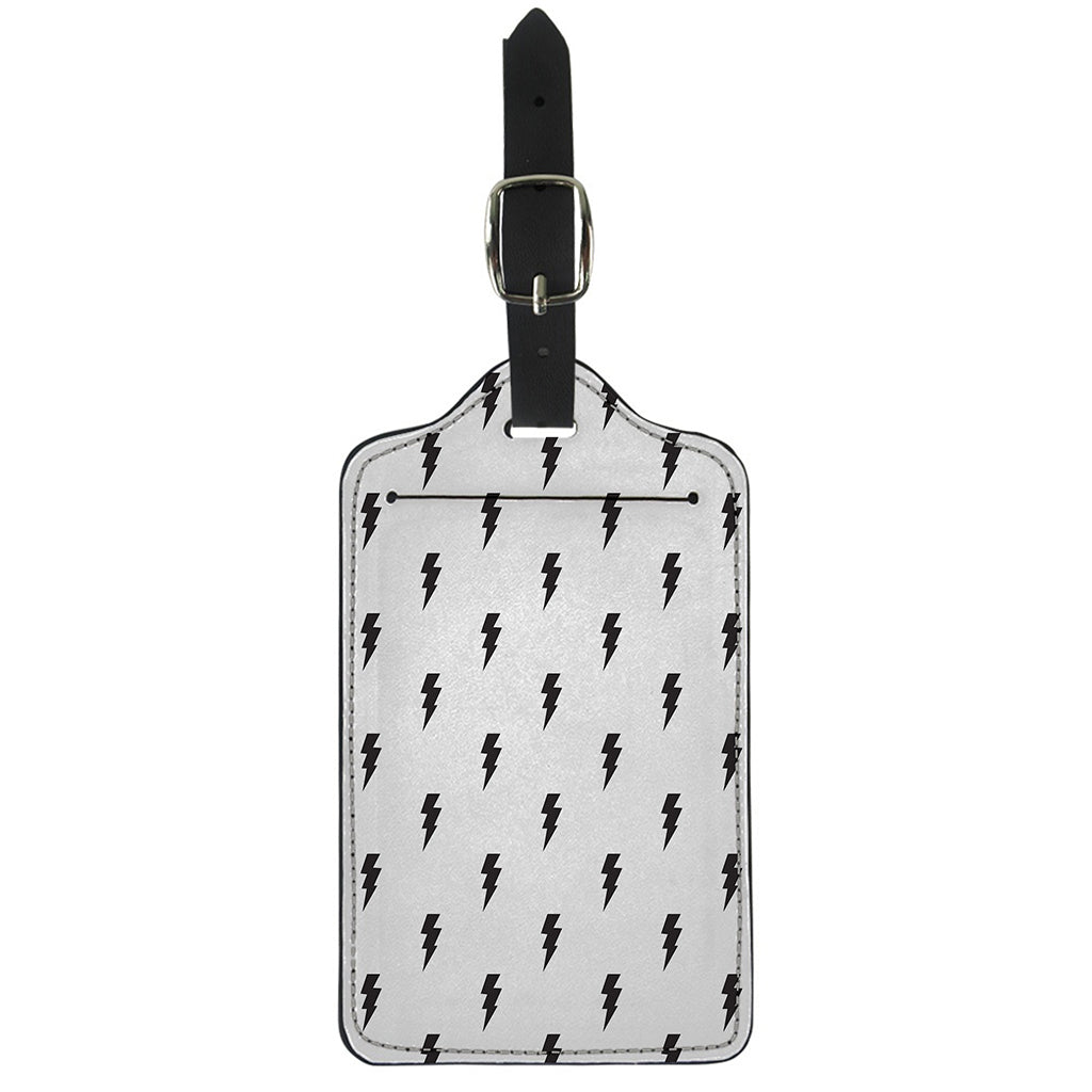 White And Black Lightning Pattern Print Luggage Tag