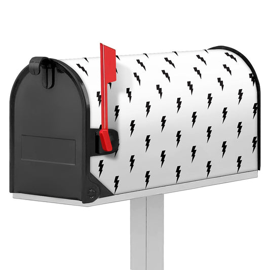 White And Black Lightning Pattern Print Mailbox Cover