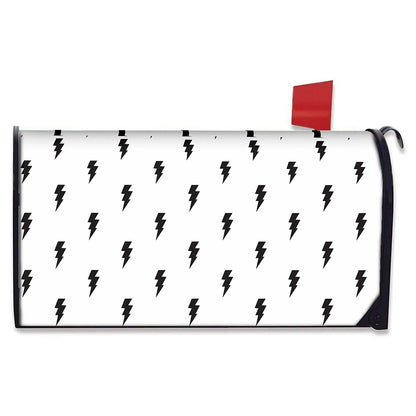 White And Black Lightning Pattern Print Mailbox Cover