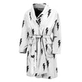 White And Black Lightning Pattern Print Men's Bathrobe
