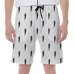White And Black Lightning Pattern Print Men's Beach Shorts
