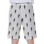 White And Black Lightning Pattern Print Men's Beach Shorts