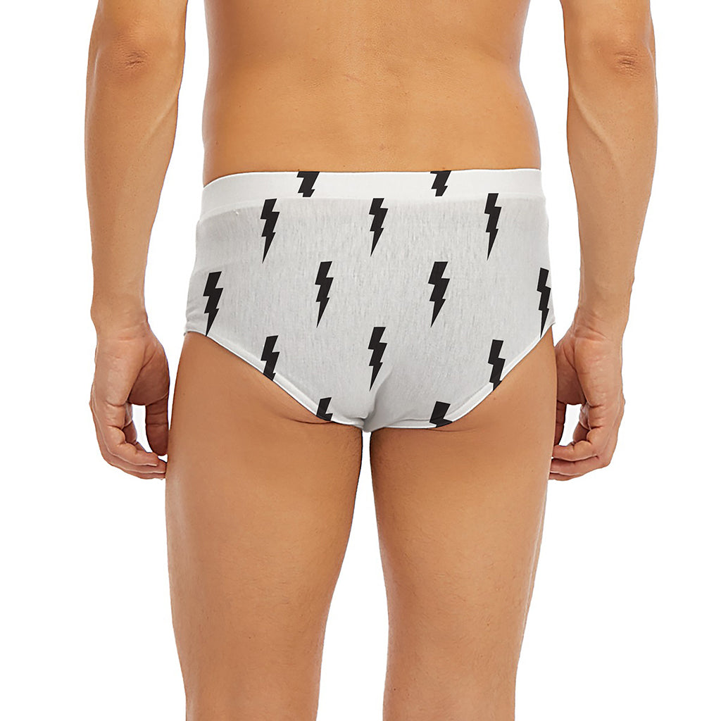 White And Black Lightning Pattern Print Men's Briefs