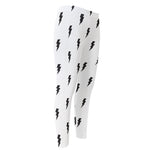 White And Black Lightning Pattern Print Men's Compression Pants