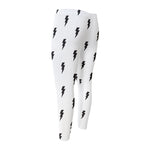 White And Black Lightning Pattern Print Men's Compression Pants